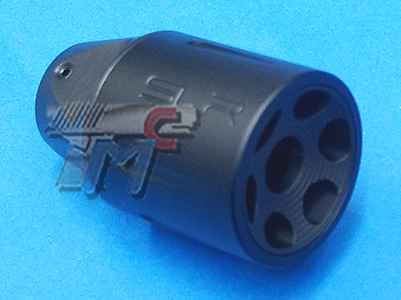 SLR Airsoftworks Liner Compensator Flash Hider (14mm-)(All Black) - Click Image to Close